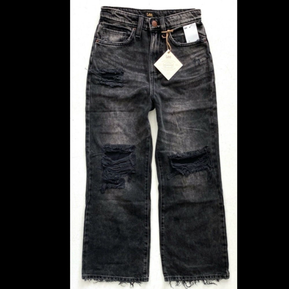Lee Black Distressed Flare Jeans